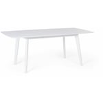 Table Extensible 150/195 x 90 cm en mdf et Bois d'Hévéa Blanc Moderne Sanford