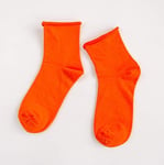 5 Pairs/pack Ladies Cotton Lovely Candy Color Socks Casual Girl's Short Piles Heap Socks Loose Hose Sox orange