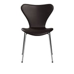 Fritz Hansen - 3107 Sjuan - Helklädd, Läder, Grace Dark Brown - Spisestoler - Arne Jacobsen - Brun - Lær/Metall/Tre