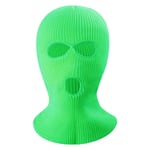 Vinter Helansikte Mask Tre-håls Balaclava Stickad Hatt Hals Damask - Fluorescent Green