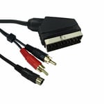 1.5m Scart to 2 x RCA Twin Phono + 4pin S-Video / SVHS Audio Video Lead Cable