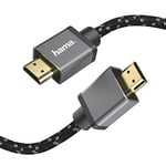 Hama Câble HDMI (Cable HMDI ultra haute vitesse, Certifié, Mâle-Mâle, Ultra HD, 8K@60 Hz /4K@120Hz, 3.0m, Garantie 30ans, résolution 7680x4320pixels, EARC supportant les formats audio) Gris Noir