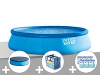 Kit piscine autoportée Intex Easy Set 3,96 x 0,84 m + Bâche de protection + Bâche à bulles + 6 cartouches de filtration