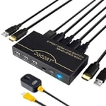 Commutateur Kvm Hdmi 2 Ports Uhd 4K@60Hz Rgb 4:4:4 Usb Hdmi Kvm Switch Pour 2 Pc Share One Monitor Clavier Souris Imprimante Scanner Avec Câbles Hdmi Et Câble Usb