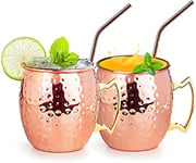 izdeel Verre Moscow Mule 2PC Tasse à Cocktail Cuivre pour Verre Cocktail，Rhum, Boissons Froides, Bar, Fête, Cadeaux