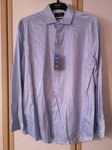 Marks and Spencer Mens Blue Mix Tailored Fit Stretch Striped Shirt Size L BNWT