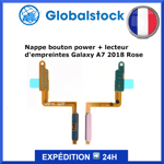 Nappe bouton power+lecteur d'empreintes pour Samsung Galaxy A7 2018 (A750F) Rose