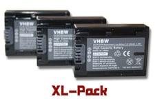 vhbw set de 3 batteries 600mAh pour caméscope Sony Alpha NEX-7KB, NEX-F3KB, NEX-F3KS, HDR-CX410VE, HDR-PJ220E, HDR-PJ320E