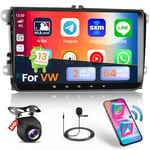 【2G+64G】 Hikity Autoradio Android13 pour VW Passat B6 B7 Seat Golf 5 6 Caddy Skoda Carplay sans Fil Android Auto 9'' Poste Radio avec GPS WiFi Bluetooth FM RDS Mirror Link SWC MIC Caméra de Recul