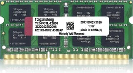 Ram DDR3 /DDR3L 8go 1600MHz PC3L-12800 / PC3-12800 Sodimm CL11 Non-ECC Unbuffered 1.35V / 1.5V 2Rx8 Double Rang 204 Pin Mémoire Ram Barette pour Ordinateur Portable (Vert)