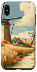 iPhone XS Max Wheat Fields With Windmills Landscape Vintage Graphic Case