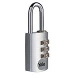 Yale YE3CB/20/121/1/S - Cadenas aluminium à combinaison 20 mm, anse acier, argent, code à 3 chiffres - Pour casier, boîte à outils, sac...