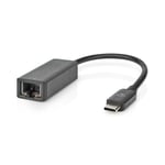 Nedis USB-nettverksadapter, USB-C til RJ45 hunn, 2,5 Gbps, 0,2 m - svart