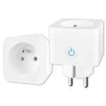 Alexa Prise Connectee Wifi(Fr)16A 3680W Mesure De Consommation Electrique Prise Intelligente Compatible Avec Google Home,App Contrôle,Horaires/Minuterie,2Pcs