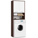 Meuble pour machine à laver AKORD FIN Wengé 64 cm 2 portes façade Blanche 4 étagères 64x30x180 cm