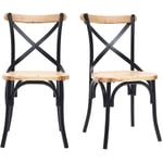 Miliboo - Chaises bistrot bois clair massif et métal noir (lot de 2) jake