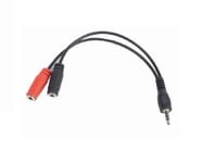 GEMBIRD Adapter Stereo Mini Jack (M) 4-pin -> 2x Mini Jack (F)  20cm  black