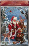 Santa and Deer - SANTA & FRIENDS Advent Calendar 23 x 33 cm env Medici gold foil