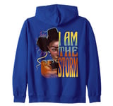 Black History Month African American Woman I Am the Storm Zip Hoodie