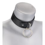 Collier cuir BDSM 1 anneau avec chaine