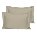 Cotton Simply Taupe Standard Percale Pillow Cases 2 Pack, 100% Long Staple Combed Cotton Oxford Pillow Cover, Plain Weave Oxford Pillow Case 50 x 75cm (Cooling Pillowcases) - Pizuna