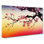 Miraculous Cherry Blossom Tree Flowers Canvas Wall Art Print Ready to Hang, Framed Picture for Living Room Bedroom Home Office Décor, 30x20 Inch (76x50 cm)