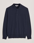 Canali Merino Wool Knitted Polo Navy