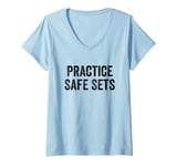 Womens Practice Safe Sets Gym Fitness Bodybuilding V-Neck T-Shirt