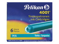 Pelikan 4001 Tp/6 - Bläckptron - Turkos (Paket Om 6) - För Pelikano P481  R480  Junior P67