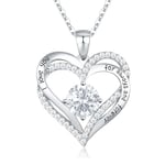 CDE 925 Sterling Silver April Birthstone Pendant Necklace for Women White Gold Plated Forever Love Heart Necklaces Jewellery Anniversary/Birthday Gifts for Her/Mum/Wife