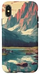 Coque pour iPhone X/XS Rocky Mountain Lake Vintage Paysage graphique