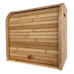 NEW! Double Layer Roll Top Bamboo Wooden Bread Bin Kitchen Storage