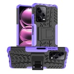 iCatchy for Xiaomi Redmi Note 12 Pro 5G Case Heavy Duty Hard Tough Dual Layer Hybrid Kickstand Shockproof Armour Rugged Protective Phone Cover (Purple)