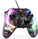 T4 Kaleid Manette De Jeu Filaire Transparente Pour Windows 10/11, Switch Et Android Tv Box,Lumières De Couleur Rvb Hue,Gamepad Pc Controller Joystick With Hall Effect Sticks