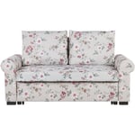 Canapé Lit Convertible 2 Places en Tissu Gris Clair Motif Floral Idéal pour Salon ou Chambre d'Amis au Style Traditionnel Rétro et Scandinave Beliani