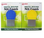 Metal Nit Comb for Lice Removal - Fine Tooth, Detangling, Unisex, 2 Colors