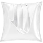 Vielit Taie Oreiller Satin 65x65 Lot de 2,pour Cheveux,Similaire Aux Taie d Oreiller en Soie,Housse de Coussin 65x65,Taies d'oreillers certifié Oeko-Tex Blanc