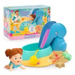 Cicciobello Amicicci Pool Playset, Piscine en Forme d'éléphant avec Fonction Bulles, Sable Magique, Pelle, Moule d'étoile, Fille Brune avec Bikini, célèbre (AMC10000)