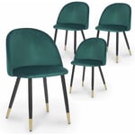 Deco In Paris - Lot de 4 chaises design en velours vert lydia