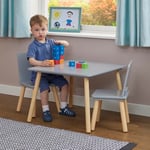 Liberty House Toys Table and Chairs Set, Engineered Wood, Grey and Pine, H44 x W60 x D60cm