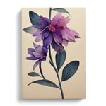 The Fine Flower Brown, Black, Purple Canvas Print for Living Room Bedroom Home Office Décor, Wall Art Picture Ready to Hang, 30x20 Inch (76x50 cm)