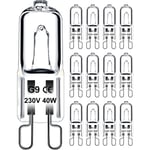 G9-lampa 40W 230V dimbar varmvit, G9 halogenlampa 300°C tolerans, G9 ugnslampa för mikrovågsugn spis taklampor, 12-pack