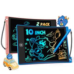 TEKFUN Lot 2 Tablettes D'écriture LCD 10 Pouces, Jouets Enfant 3 4 5 6 7 Fille Garçon, Tablette Dessin Enfants Effaçable avec Cordon, Cadeaux d'anniversaire Noël Filles Garçons (Rose+Bleu)