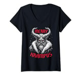 Womens Merry Krampus Christmas Ugly Monster Men Women Kids Funny V-Neck T-Shirt