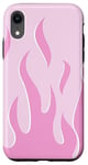 Coque pour iPhone XR Coque design flammes roses fond rose