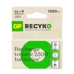 GP 1300 ReCyko Uppladdningsbart AA | HR06 Ni-Mh batteri 4-pack