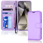 TECHGEAR Galaxy S24 Ultra Leather Wallet Case, Flip Protective Case Cover with Wallet Card Holder, Stand and Wrist Strap - Violet PU Leather with Magnetic Closure Designed For Samsung S24 Ultra 5G