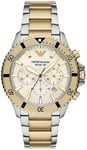 Emporio Armani AR11606 Diver Beige/Gulguldtonat stål Ø43 mm