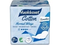 Vuokkoset Vuokkoset, Cotton, Normal Sensitive Sanitary Pads, 12 Pcs.