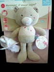 E. DOUDOU SUCRE D'ORGE OURS ROSE GRIS BEIGE ENVELOPPE un petit message 22cm NEUF